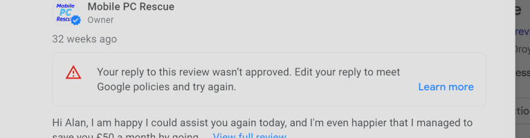 Google Reviews – replies missing